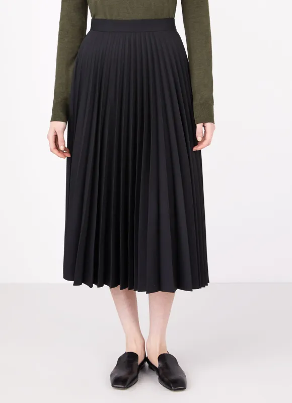 Women's Pleated Skirt in Black sold by Sunspel