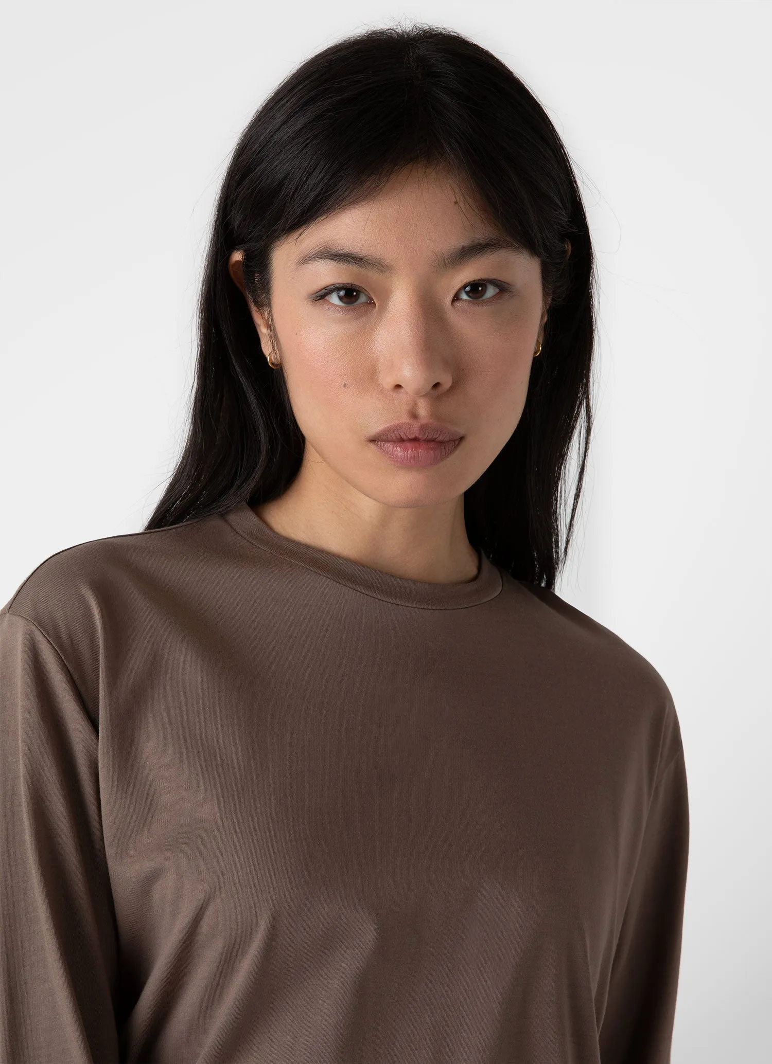 Women's Long Sleeve Boy Fit T-shirt in Cedar sold by Sunspel product image thumbnail 3