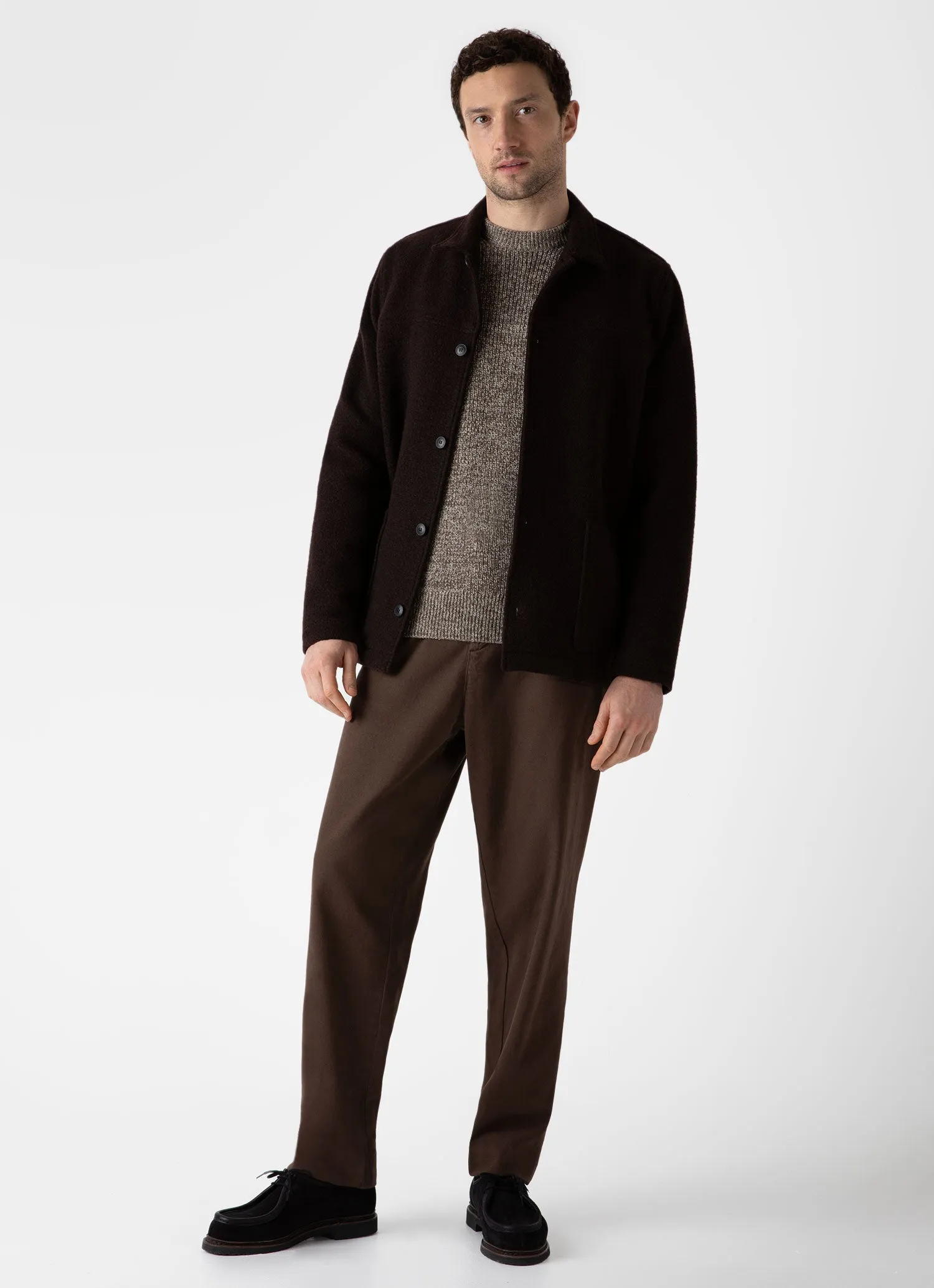 Men's Luxury British Wool Jumper in Natural Ecru/Brown Twist sold by Sunspel product image thumbnail 3