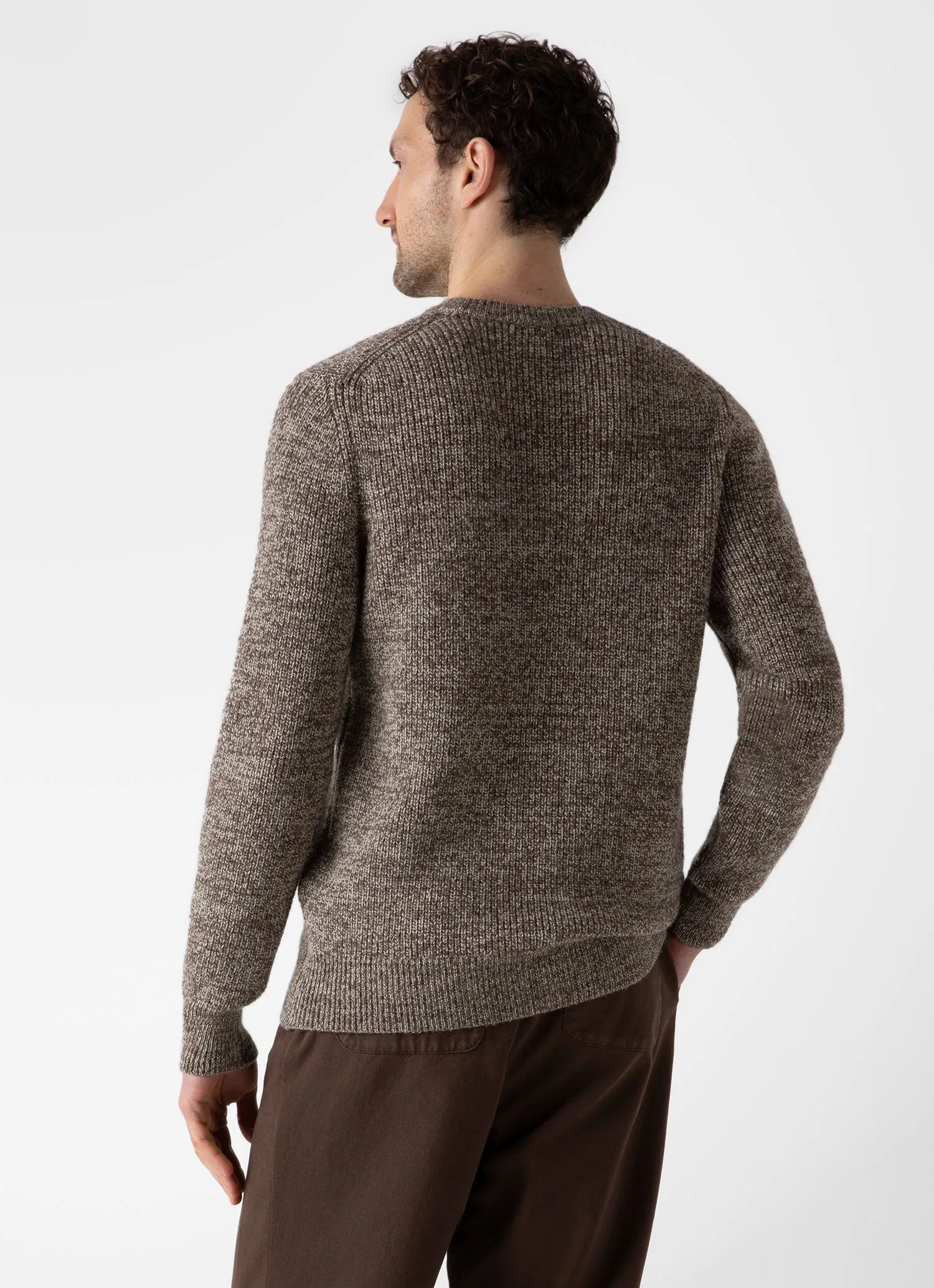 Men's Luxury British Wool Jumper in Natural Ecru/Brown Twist sold by Sunspel product image thumbnail 5