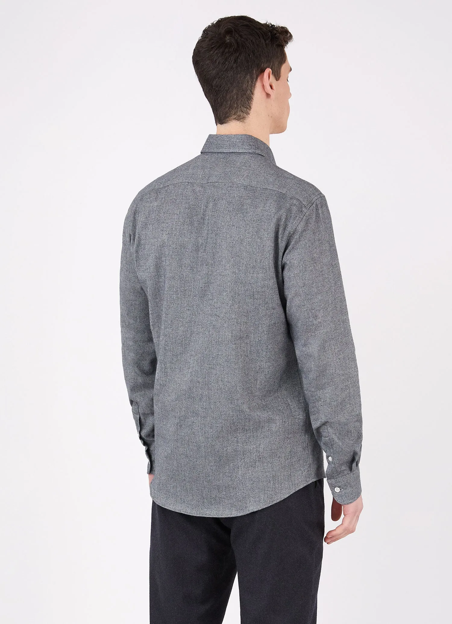 Men's Button Down Flannel Shirt in Mid Grey Melange sold by Sunspel product image thumbnail 4