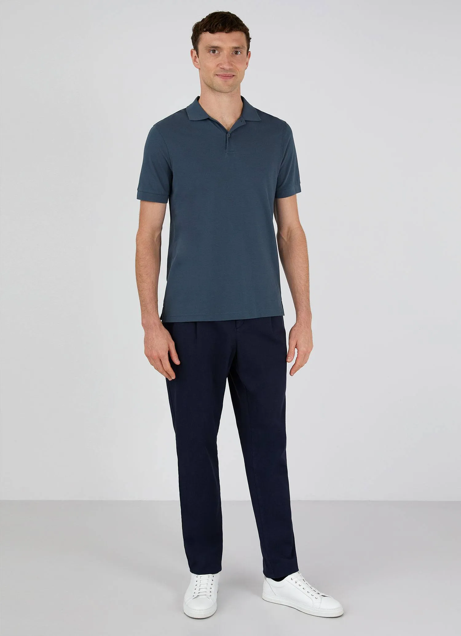 Men's Cotton Drill Pleated Trouser in Navy sold by Sunspel product image thumbnail 2