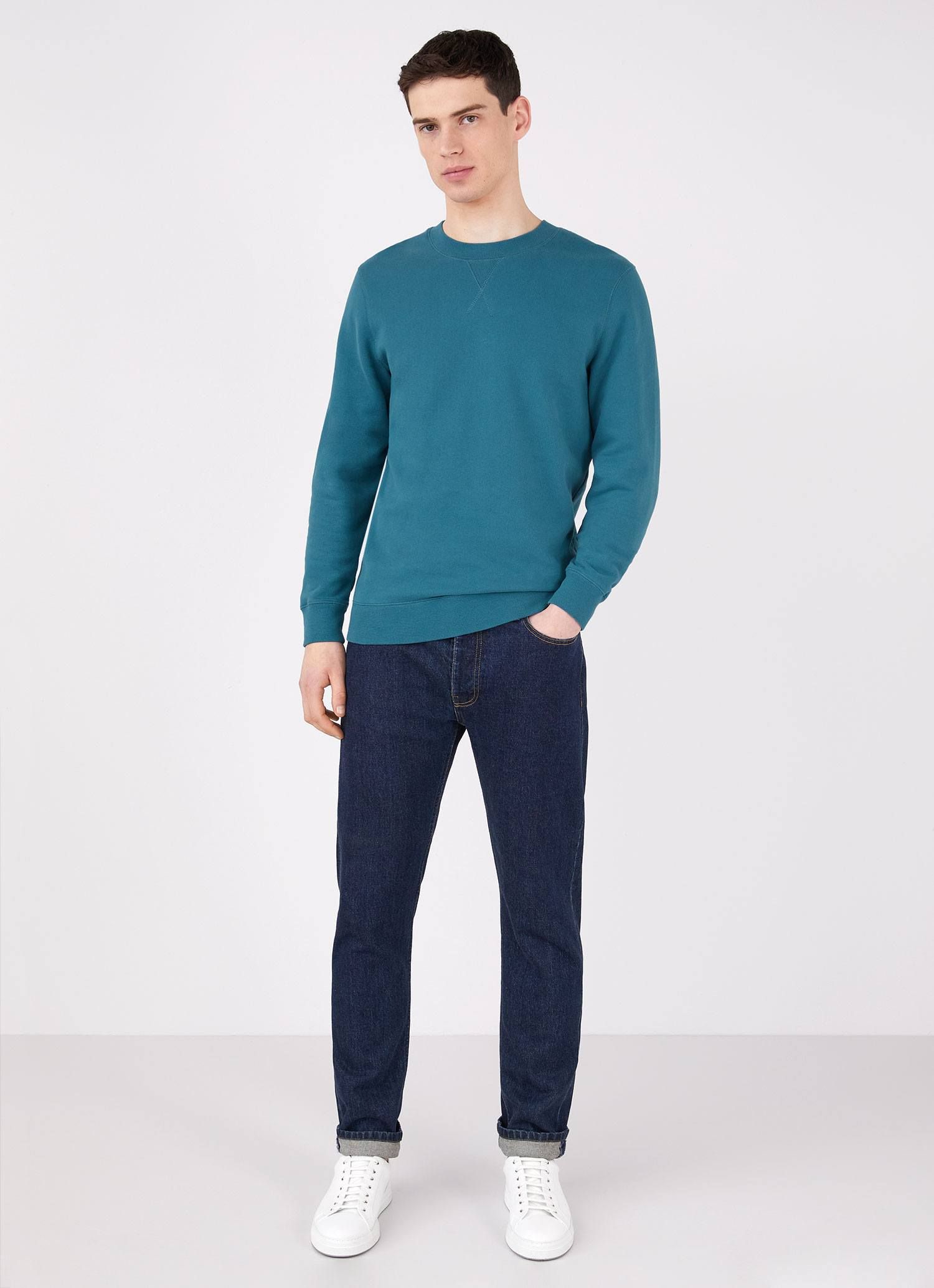 Men's Loopback Sweatshirt in Lagoon Blue sold by Sunspel product image thumbnail 3