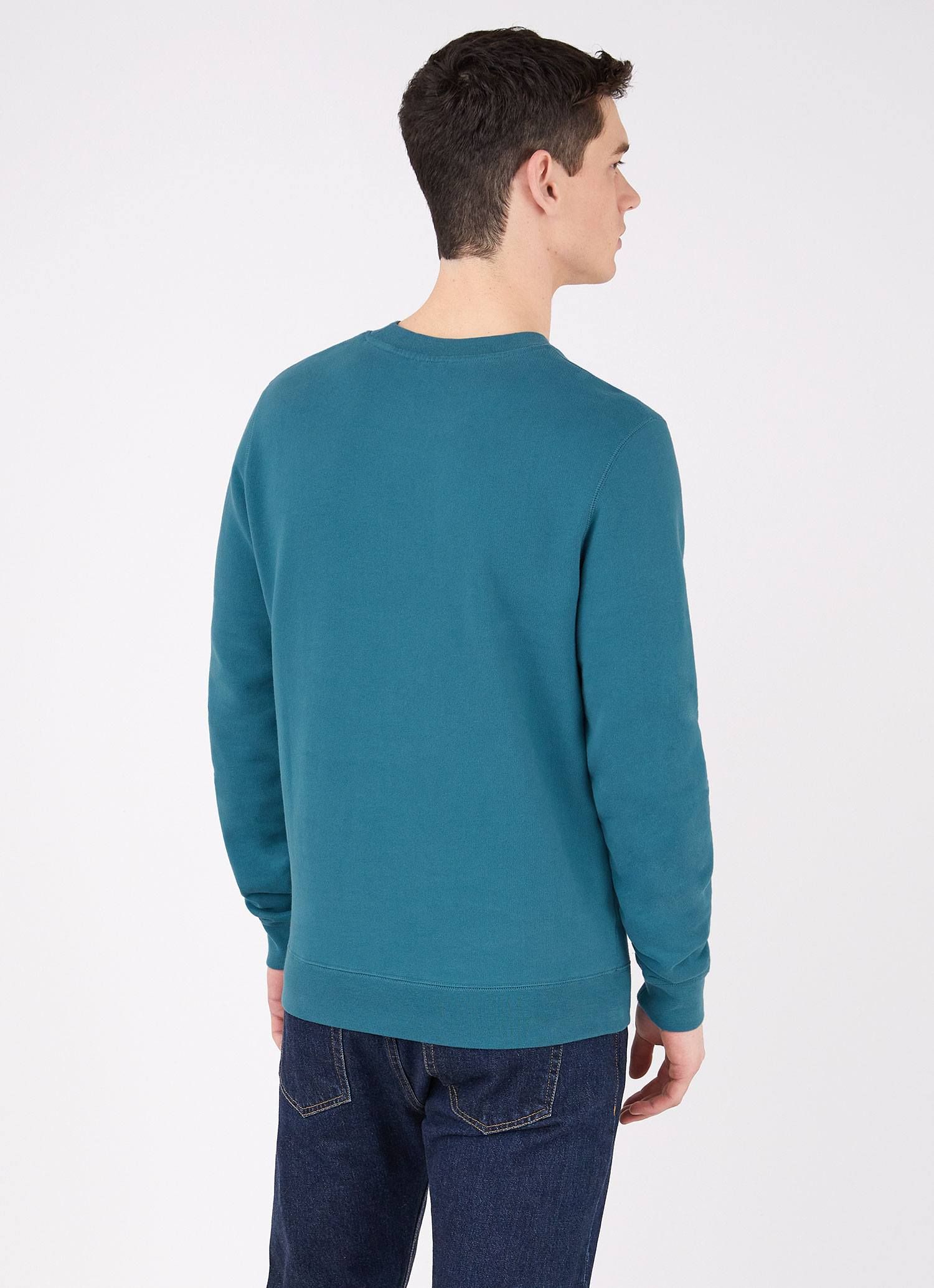 Men's Loopback Sweatshirt in Lagoon Blue sold by Sunspel product image thumbnail 4
