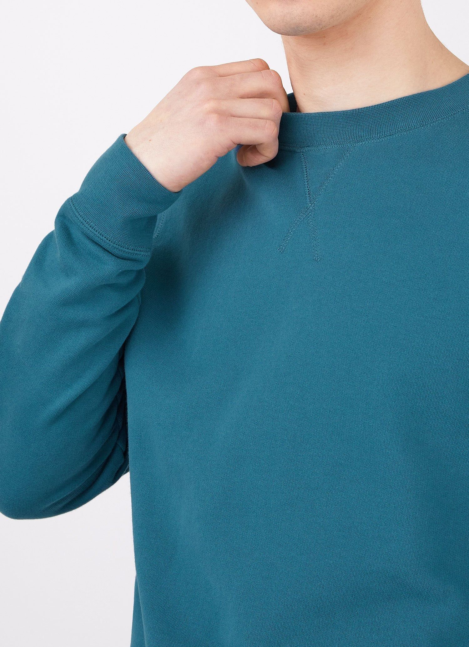 Men's Loopback Sweatshirt in Lagoon Blue sold by Sunspel product image thumbnail 5