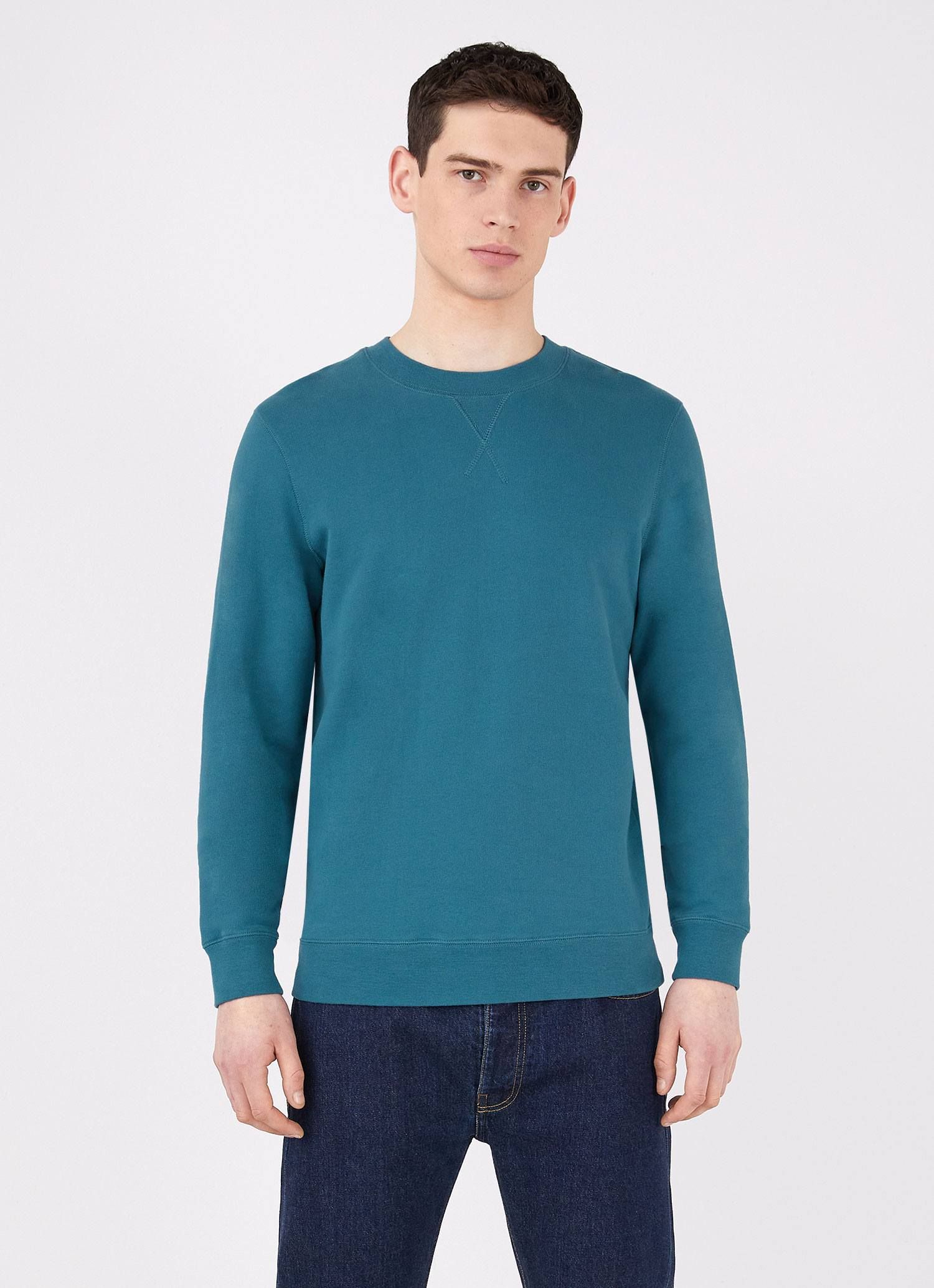 Men's Loopback Sweatshirt in Lagoon Blue sold by Sunspel product image thumbnail 2
