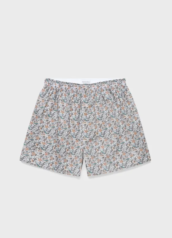 Men's Liberty Print Boxer Shorts in Strawberry Tree made by Sunspel