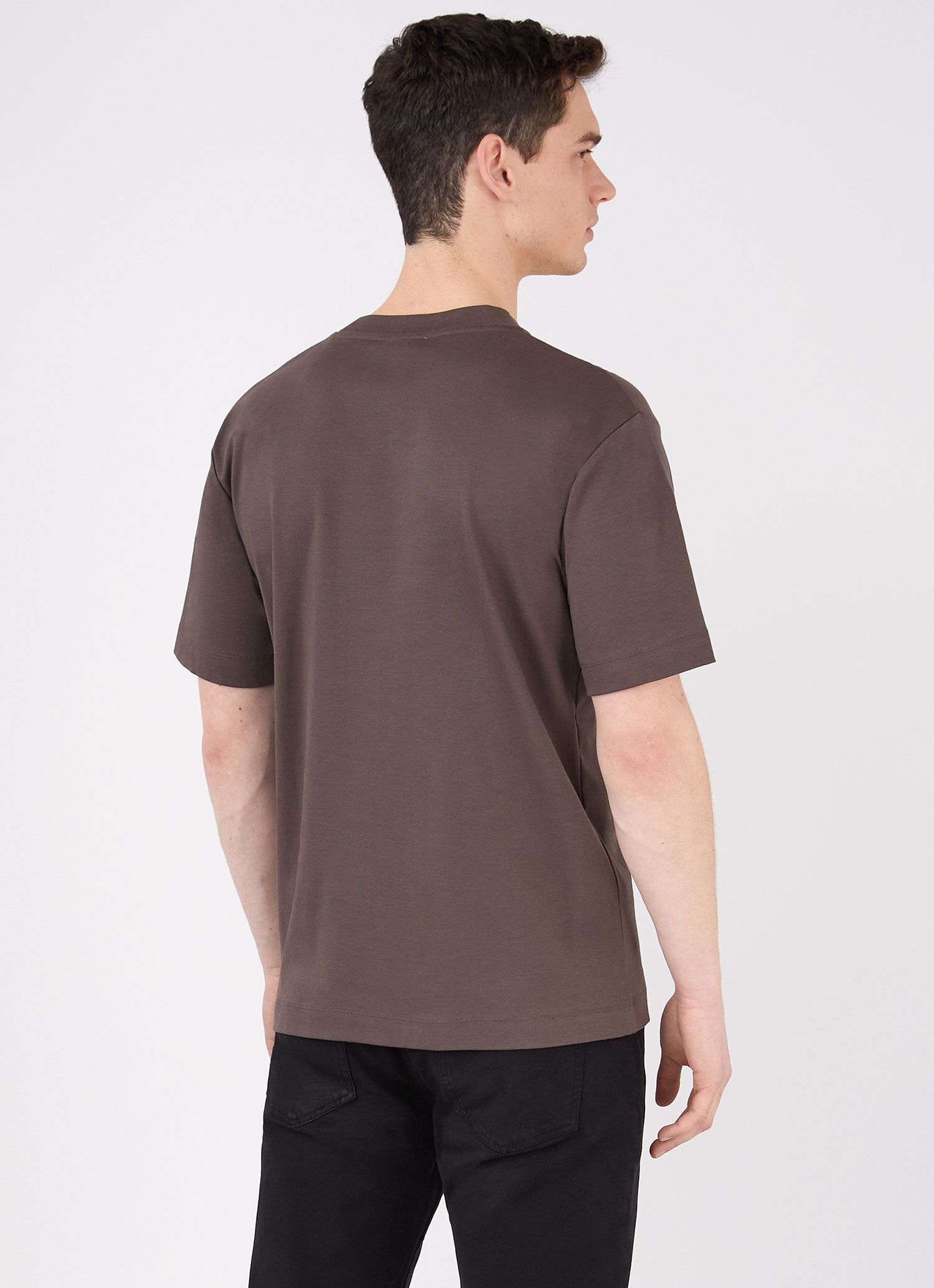 Men's Brushed Cotton Mock Neck in Dark Walnut sold by Sunspel product image thumbnail 4