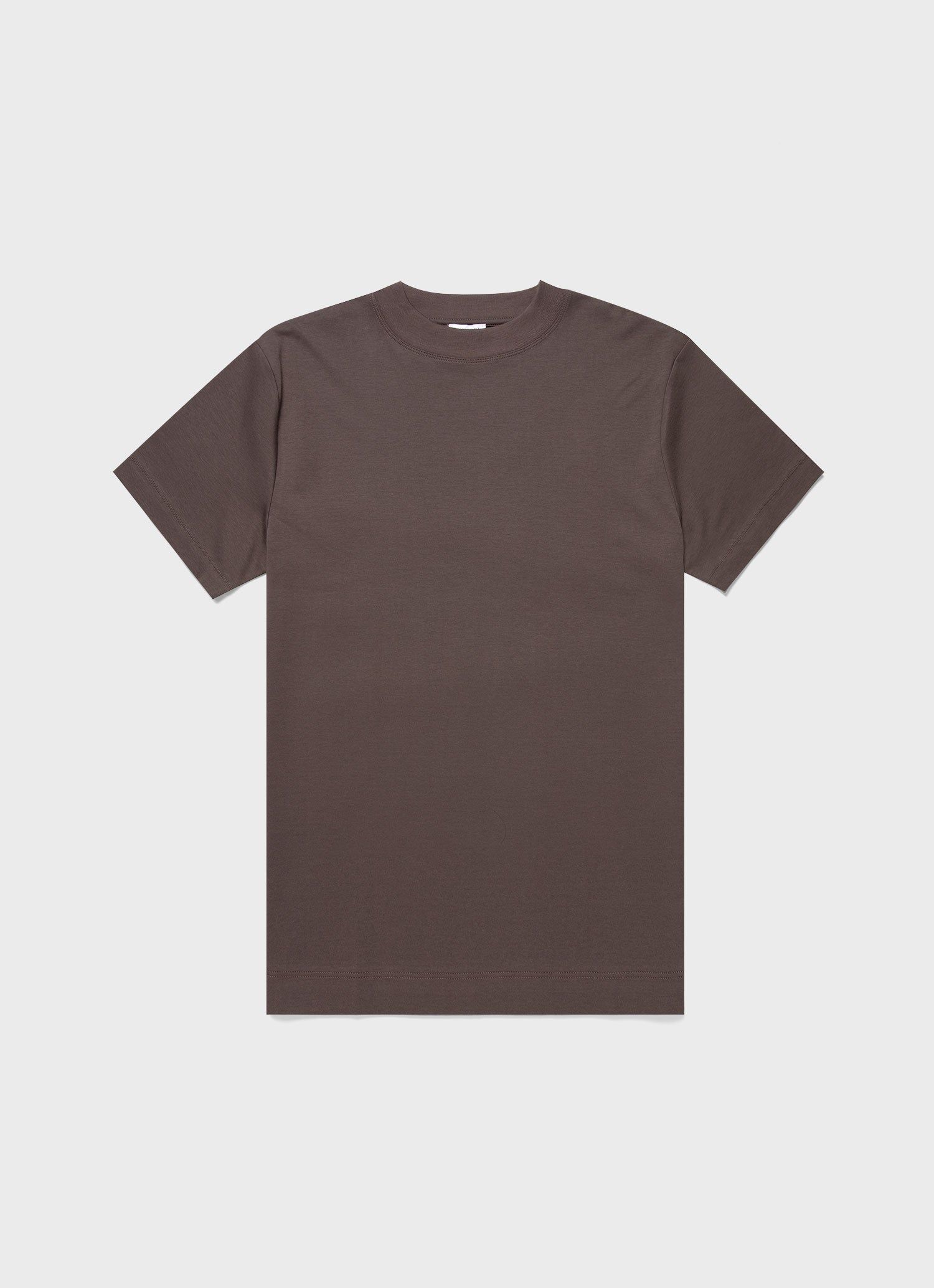 Men's Brushed Cotton Mock Neck in Dark Walnut sold by Sunspel