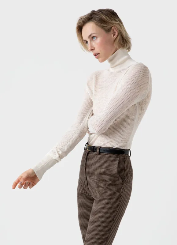 Women's Edie Campbell Open Knit Silk Funnel in Canvas made by Sunspel