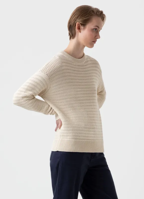 Women's Chunky Textured Jumper in Ecru sold by Sunspel