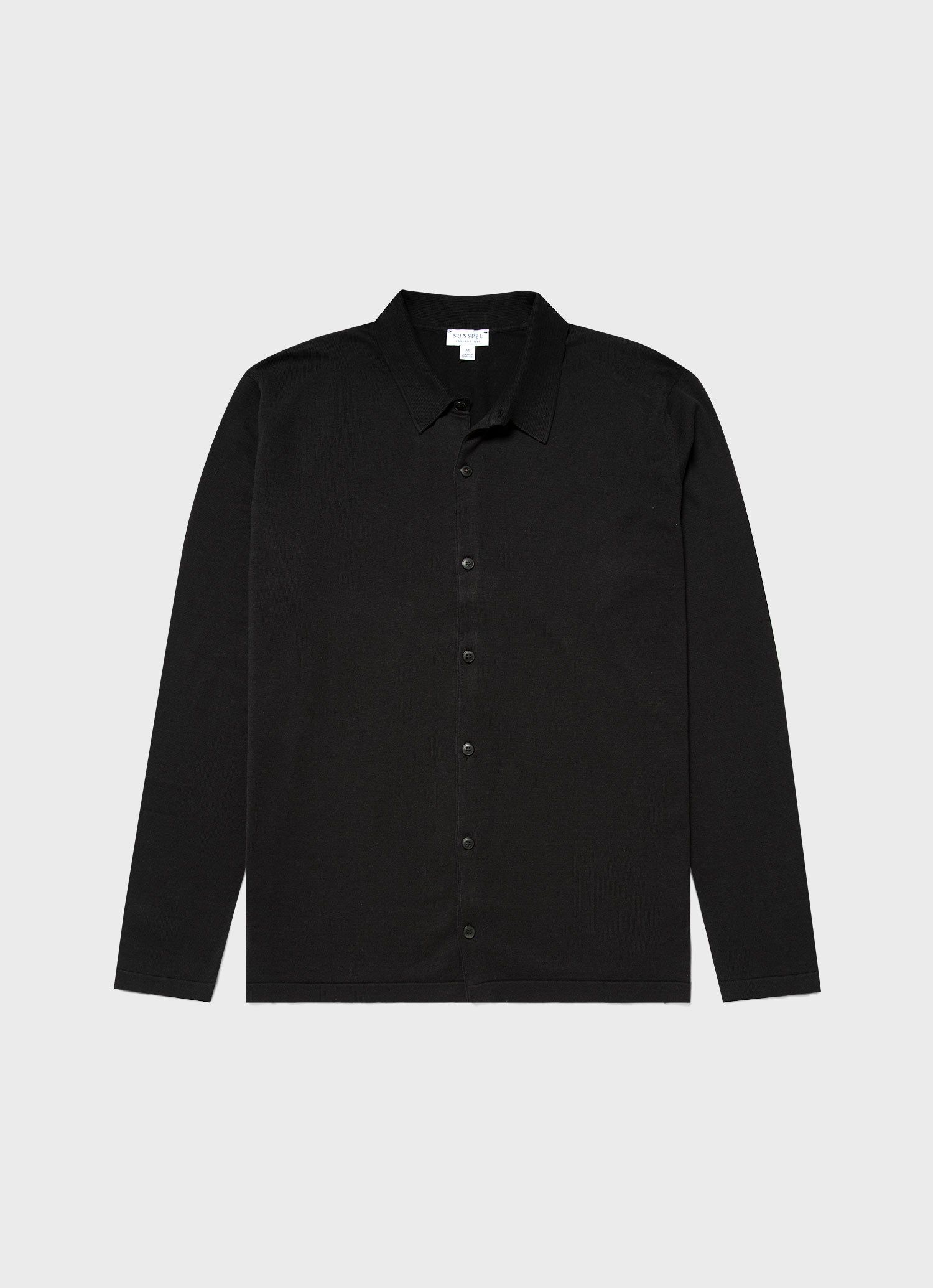 Men's Sea Island Knit Shirt in Black sold by Sunspel