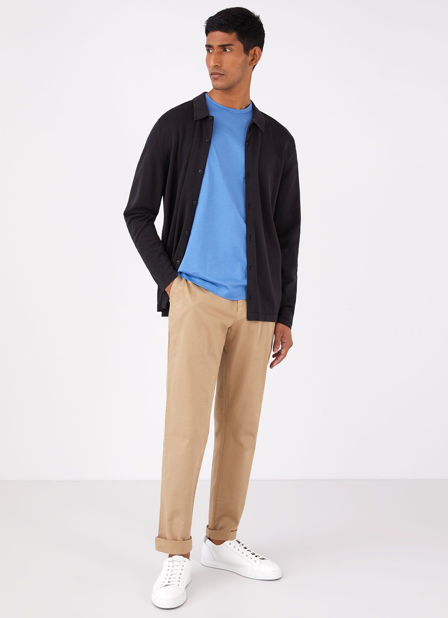 Men's Sea Island Knit Shirt in Black sold by Sunspel product image thumbnail 3