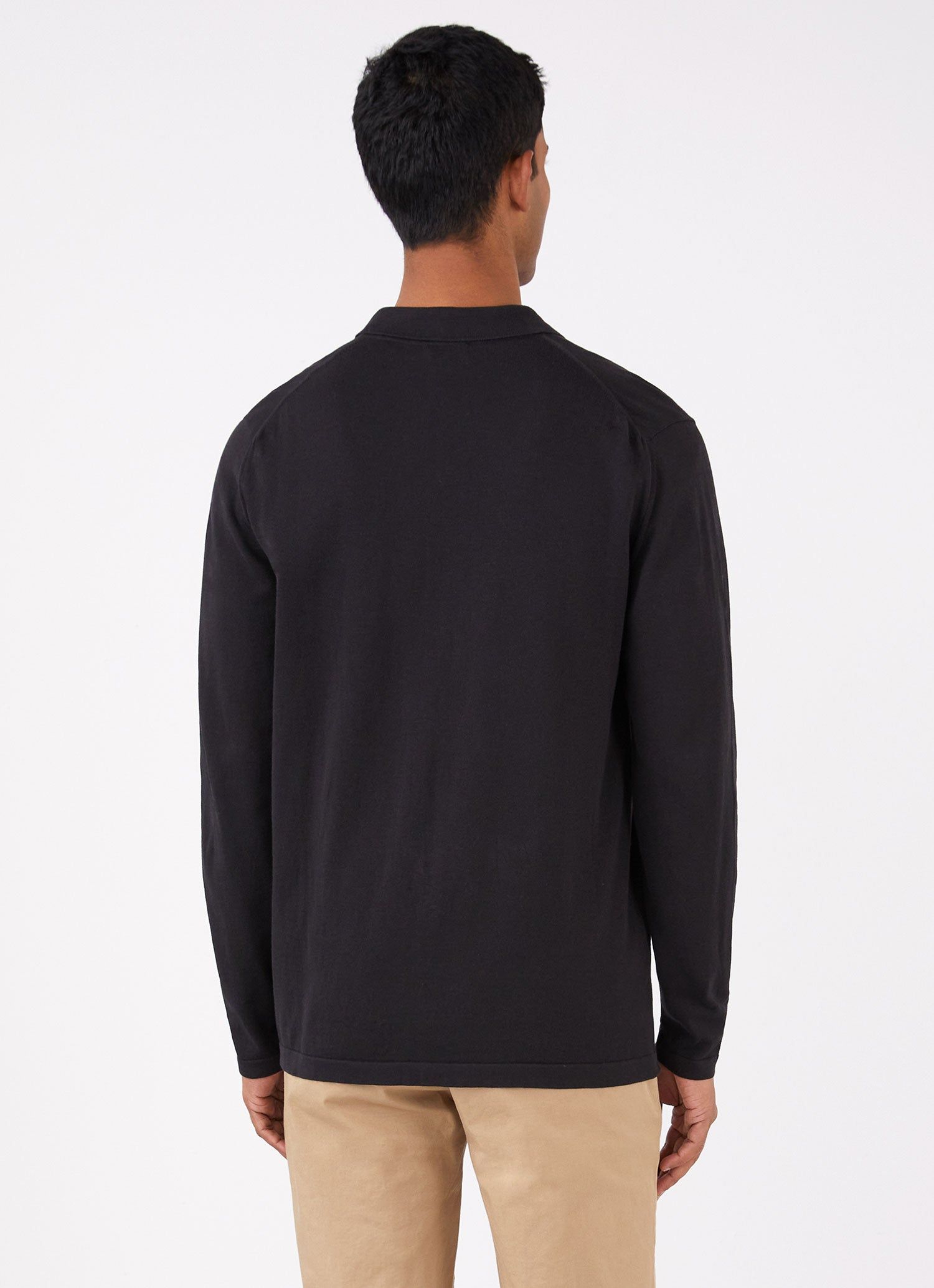 Men's Sea Island Knit Shirt in Black sold by Sunspel product image thumbnail 4
