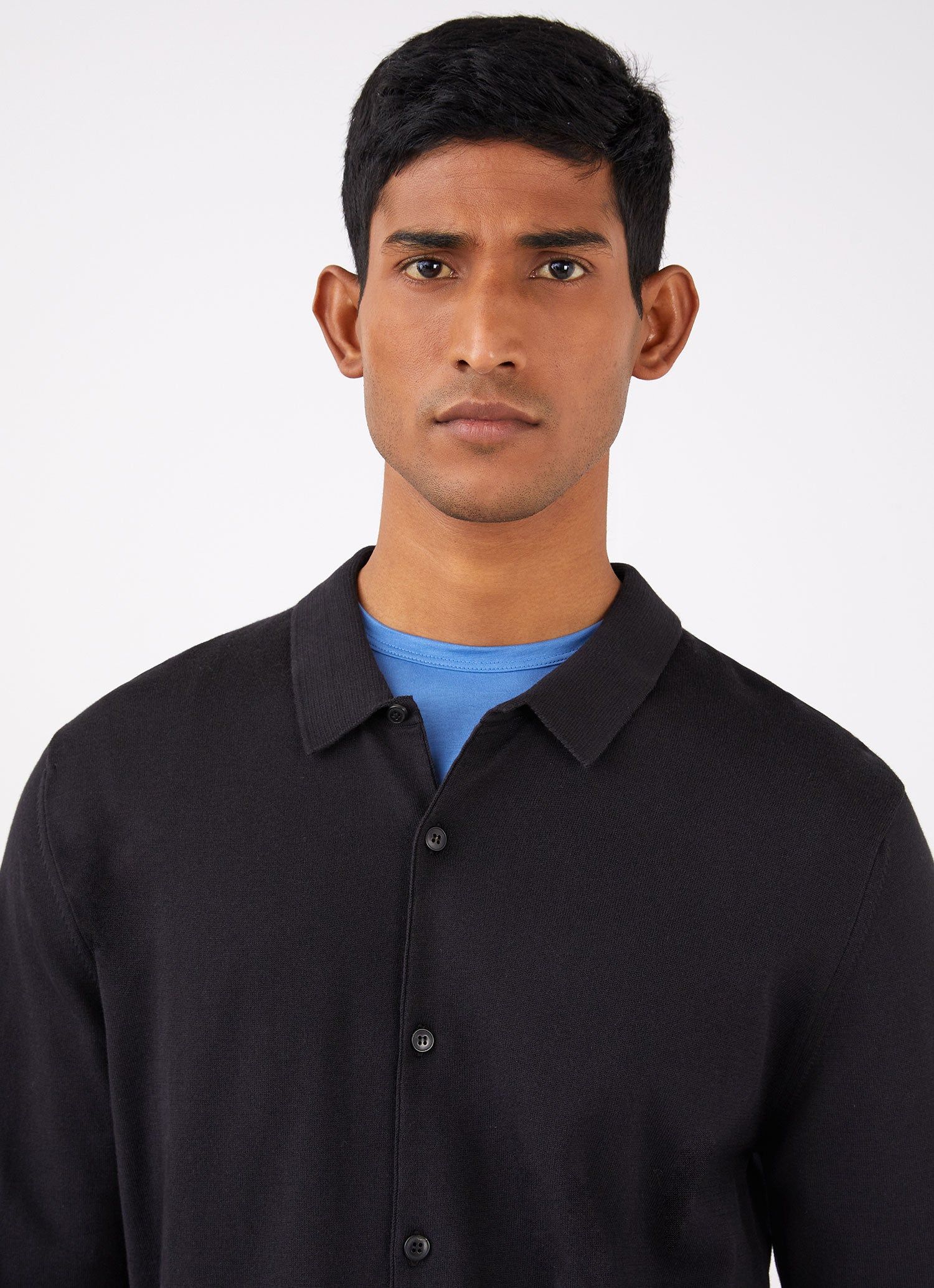 Men's Sea Island Knit Shirt in Black sold by Sunspel product image thumbnail 5