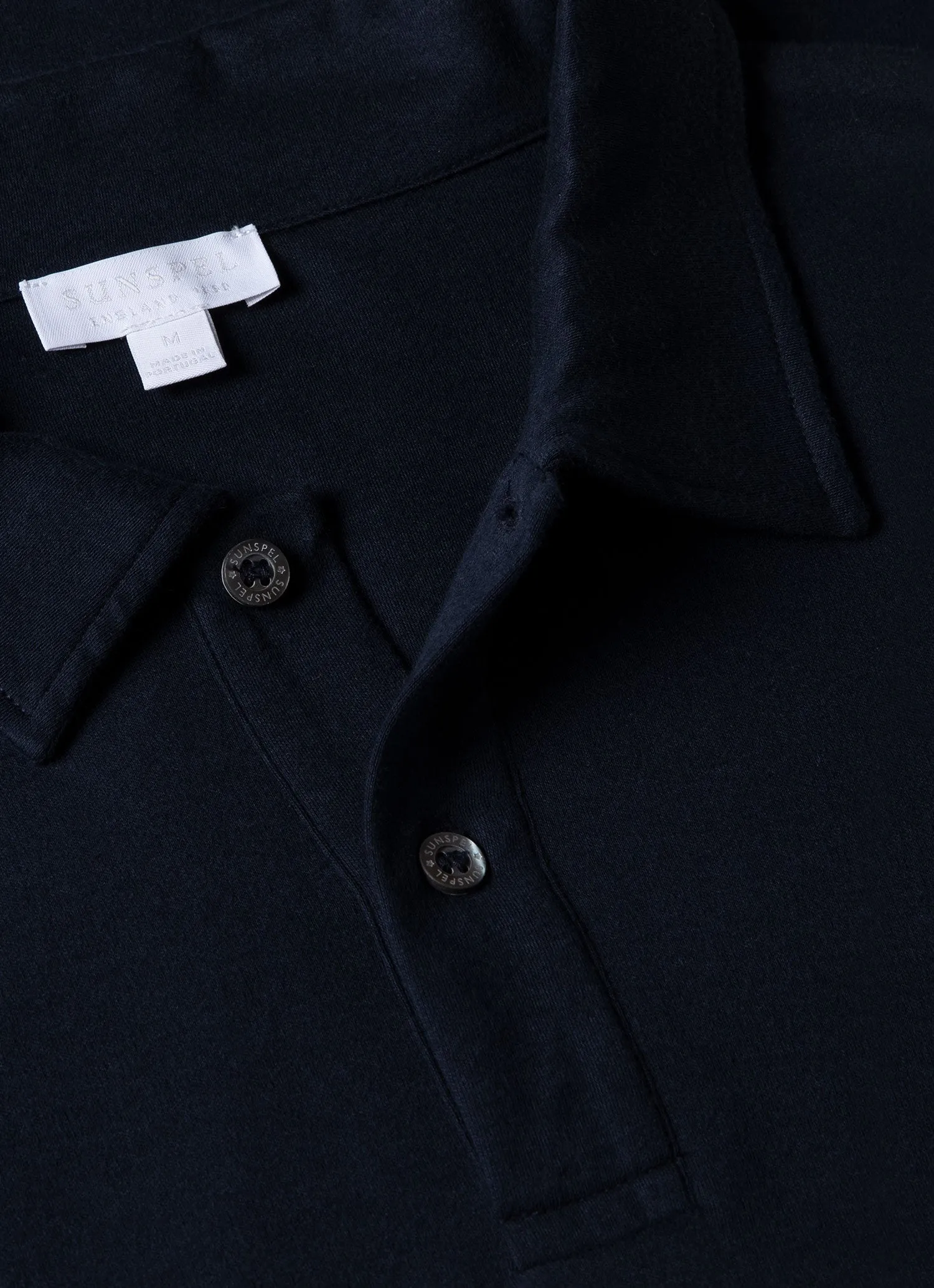 Men's Sea Island Cotton Jersey Polo Shirt in Navy sold by Sunspel product image thumbnail 4