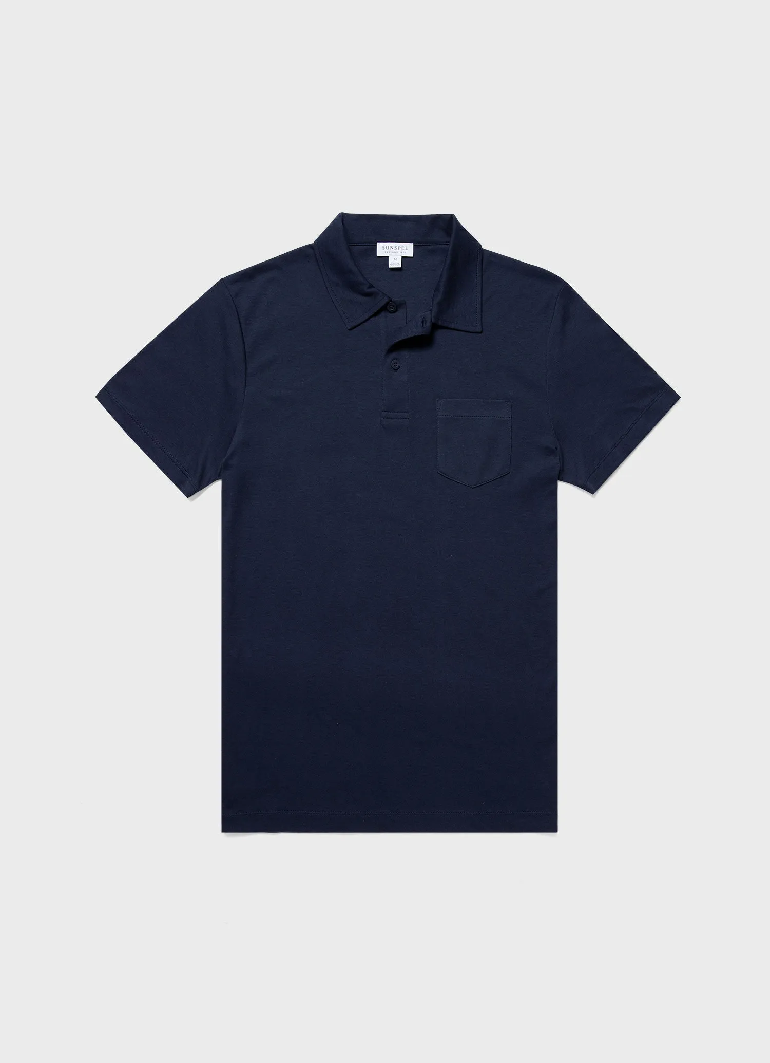 Men's Sea Island Cotton Jersey Polo Shirt in Navy sold by Sunspel