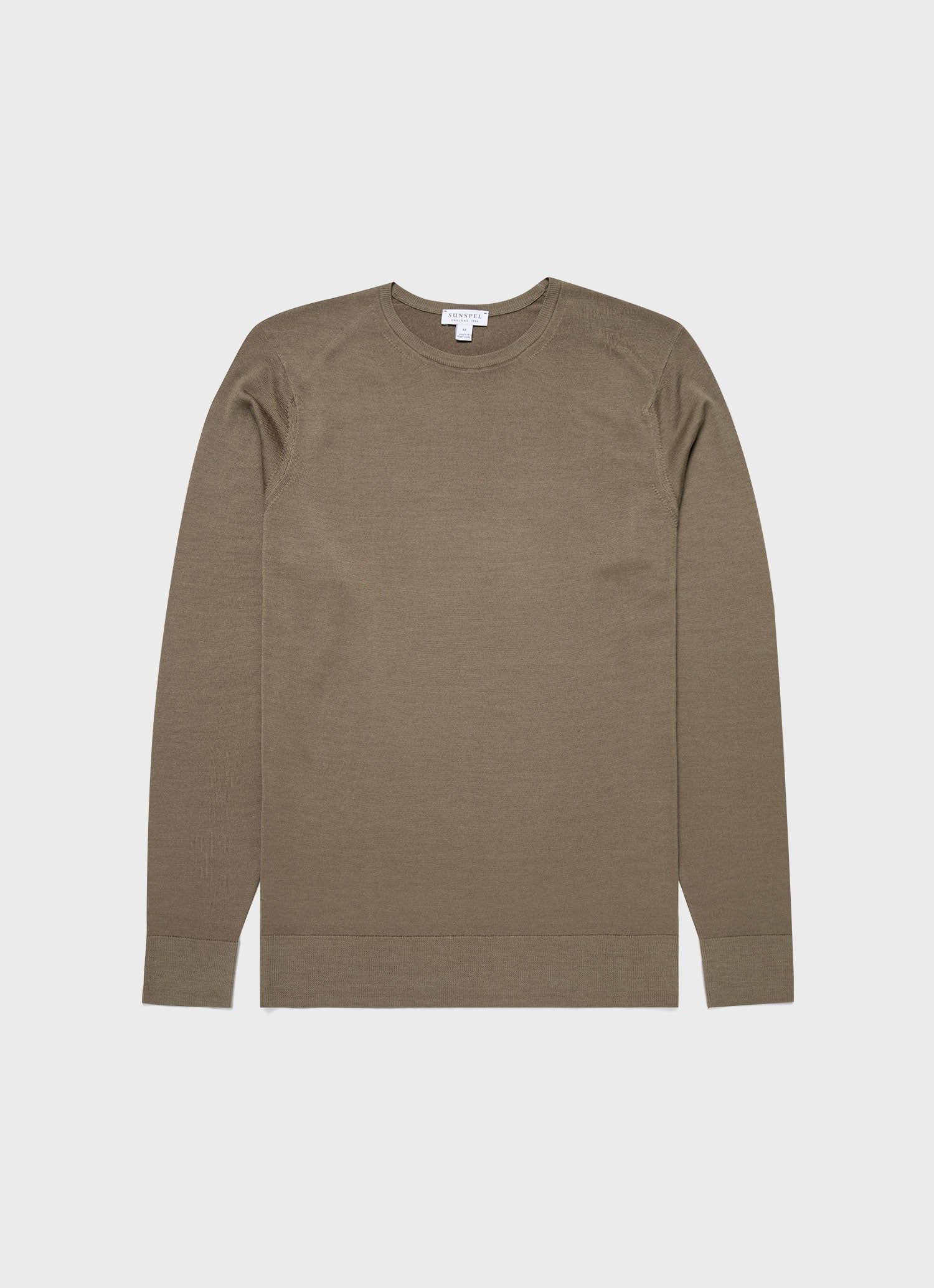 Men's Extra-Fine Merino Crew Neck in Caper sold by Sunspel