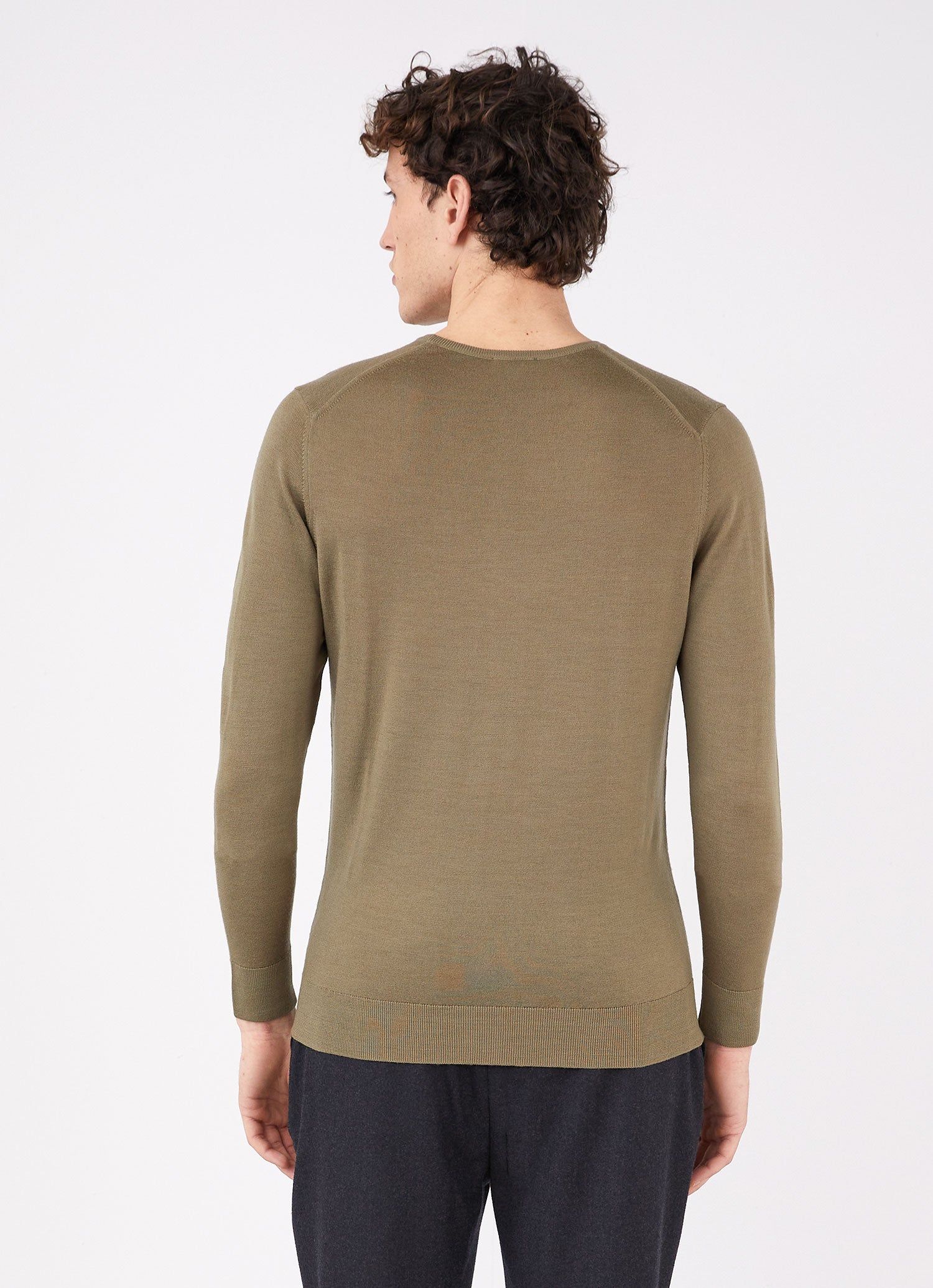 Men's Extra-Fine Merino Crew Neck in Caper sold by Sunspel product image thumbnail 4