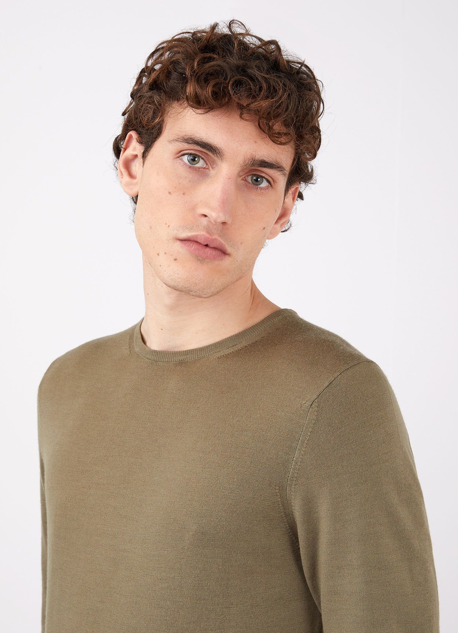 Men's Extra-Fine Merino Crew Neck in Caper sold by Sunspel product image thumbnail 5