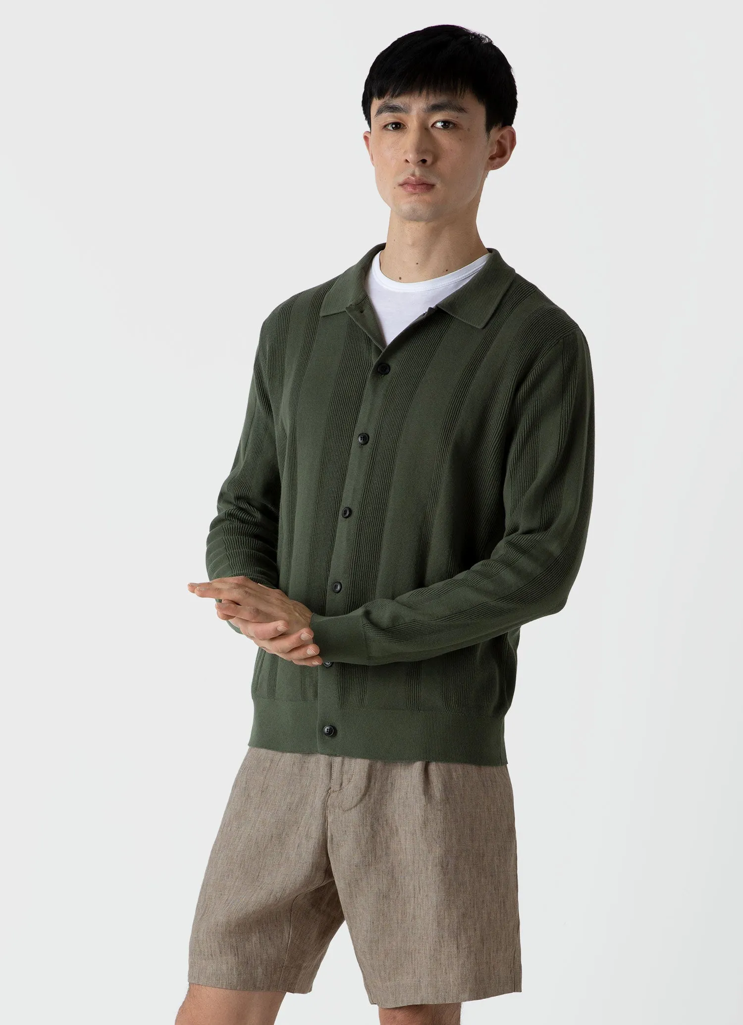 Men's Rib Knit Jacket in Hunter Green sold by Sunspel product image thumbnail 2