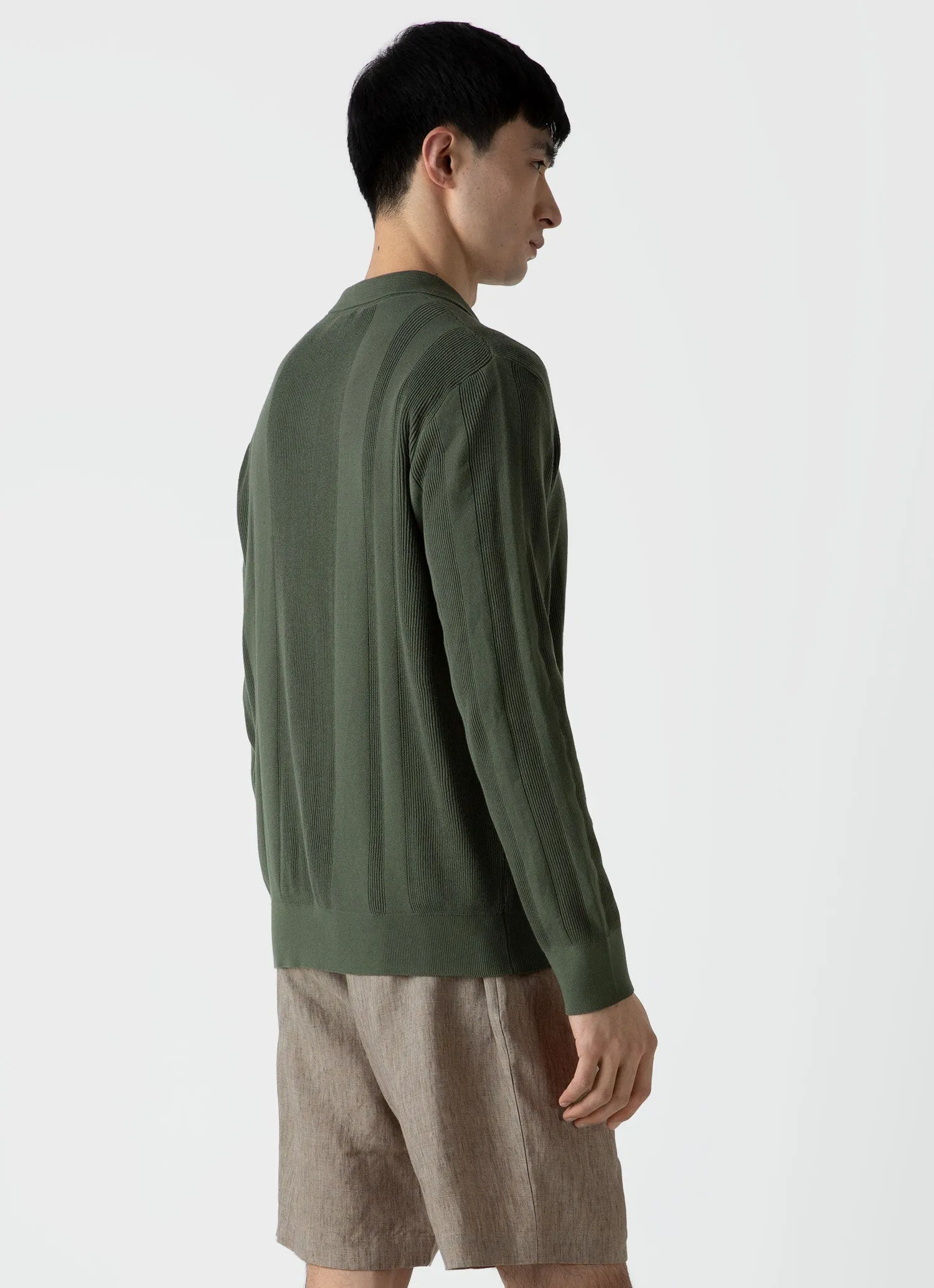 Men's Rib Knit Jacket in Hunter Green sold by Sunspel product image thumbnail 4