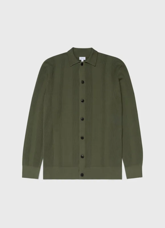 Men's Rib Knit Jacket in Hunter Green sold by Sunspel