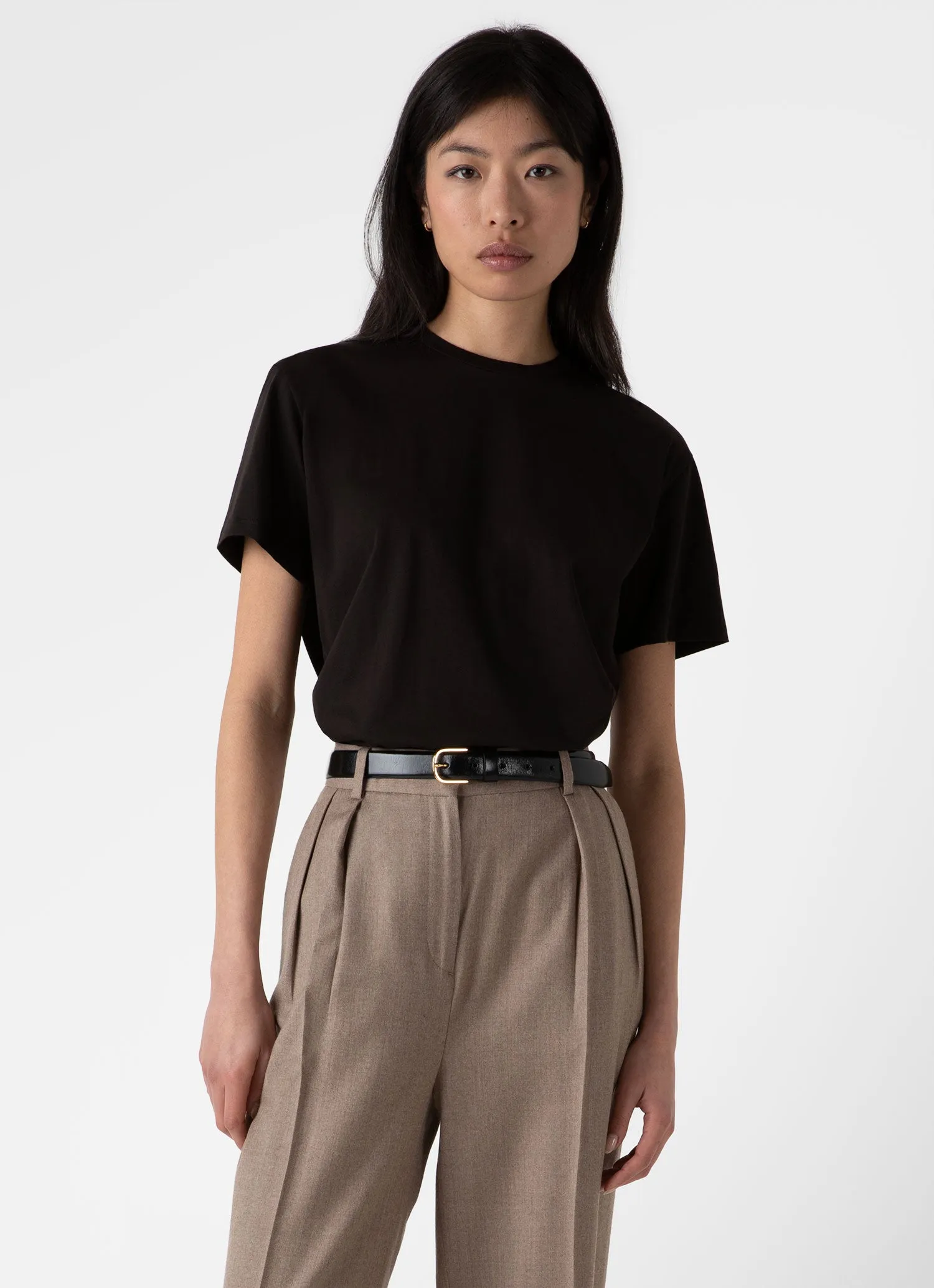 Women's Boy Fit T-shirt in Coffee sold by Sunspel