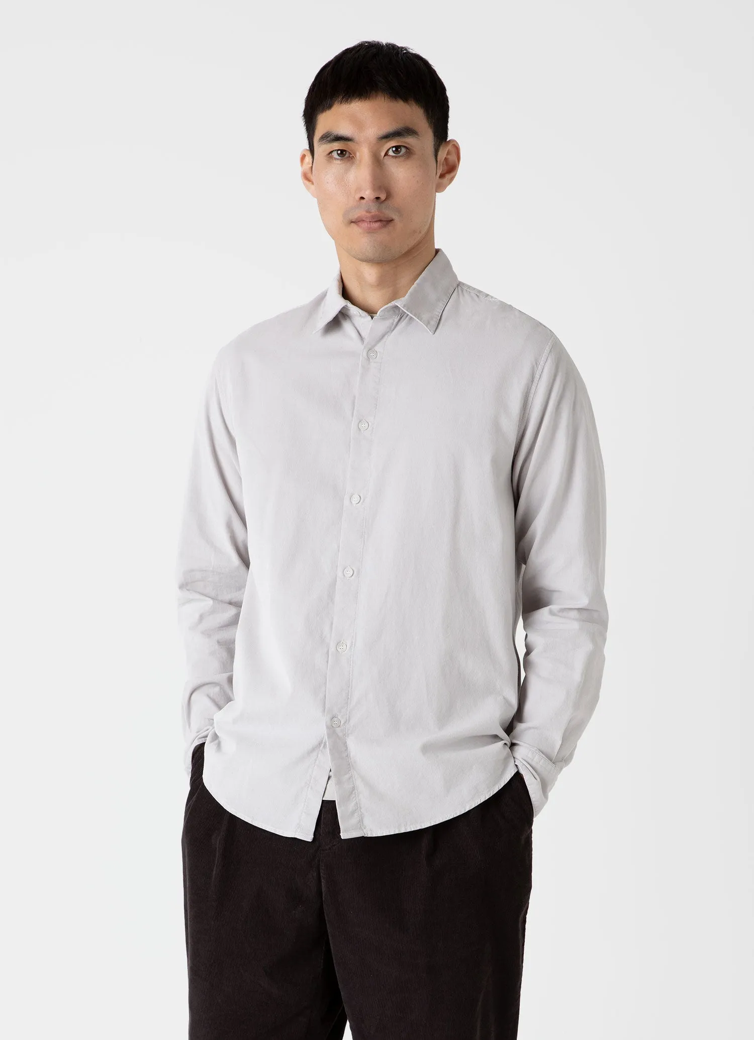 Men's Fine Cord Shirt in Putty sold by Sunspel product image thumbnail 2