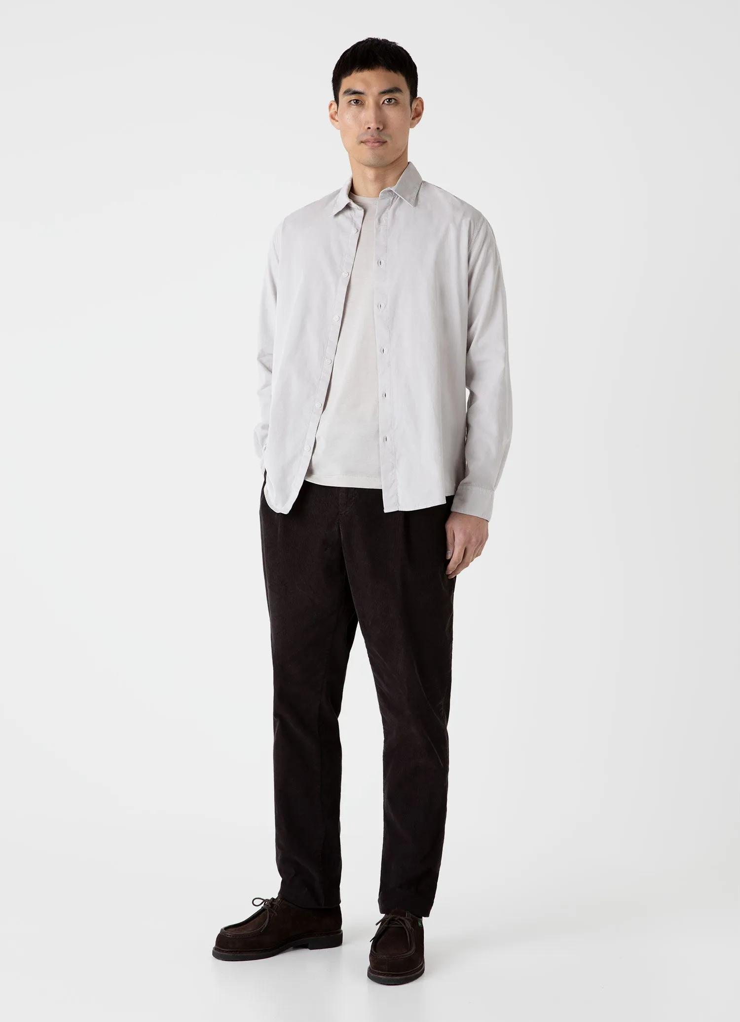 Men's Fine Cord Shirt in Putty sold by Sunspel product image thumbnail 3