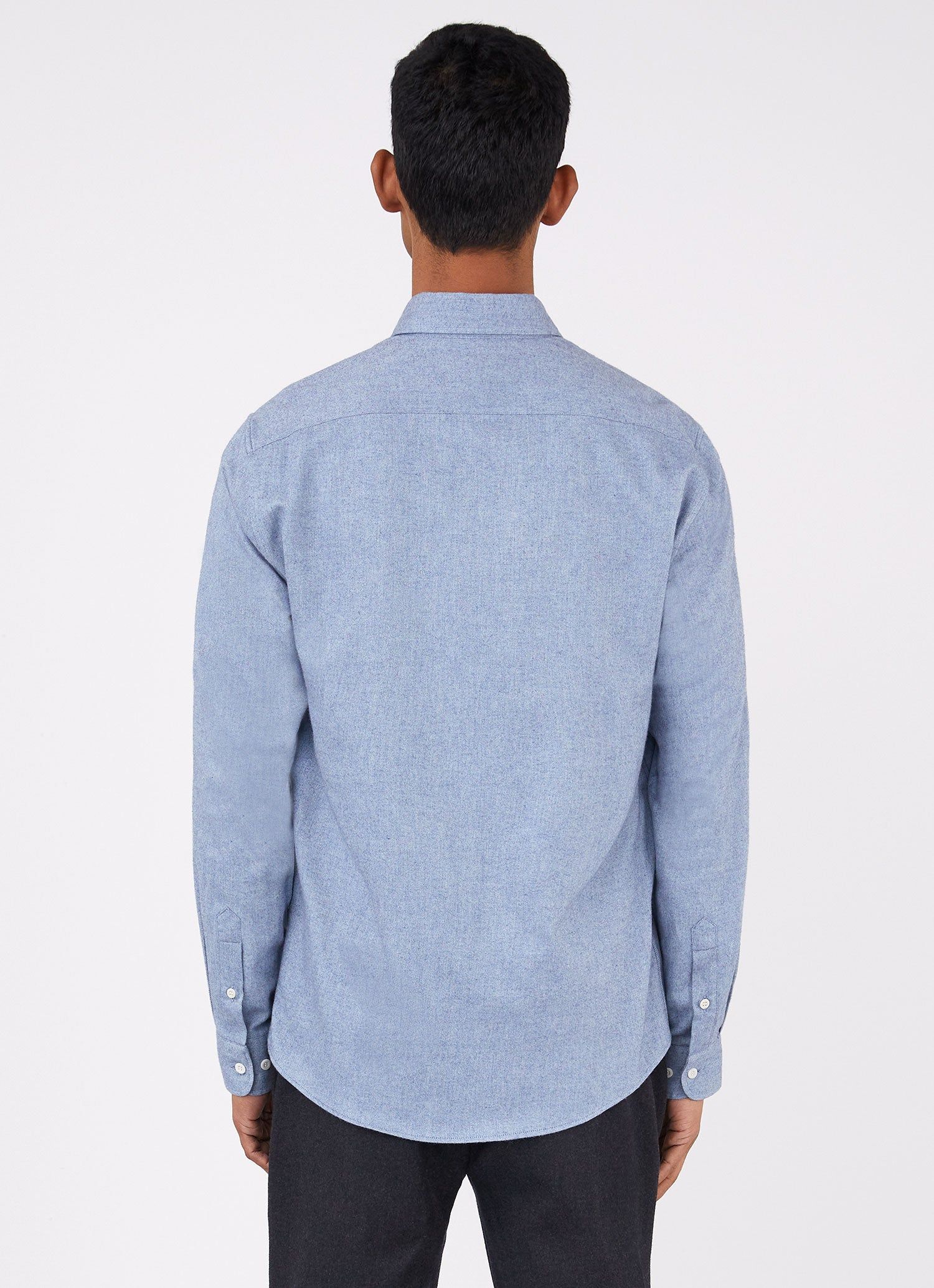 Men's Button Down Flannel Shirt in Winter Sky Melange sold by Sunspel product image thumbnail 4