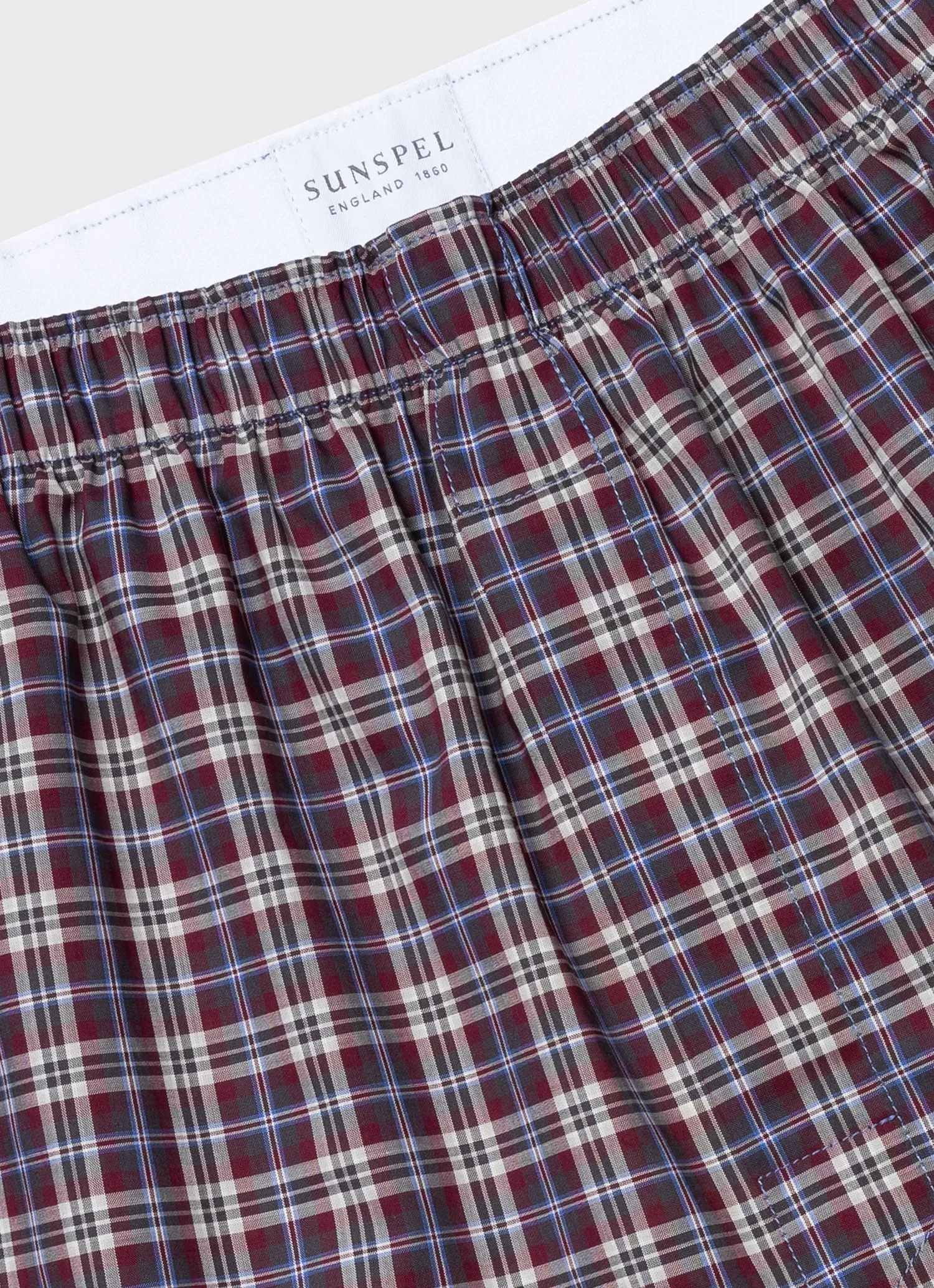 Men's Classic Boxer Shorts in Maroon Check sold by Sunspel product image thumbnail 4