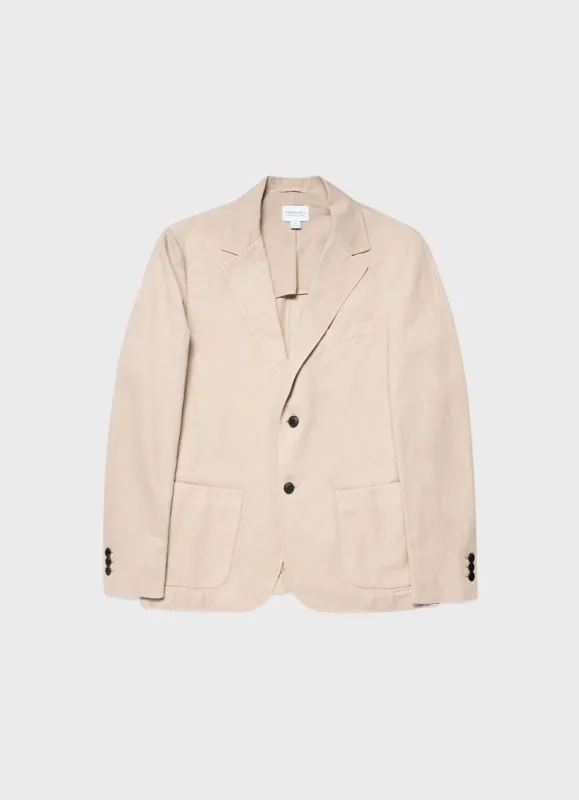 Men's Cotton Linen Unstructured Blazer in Light Sand sold by Sunspel