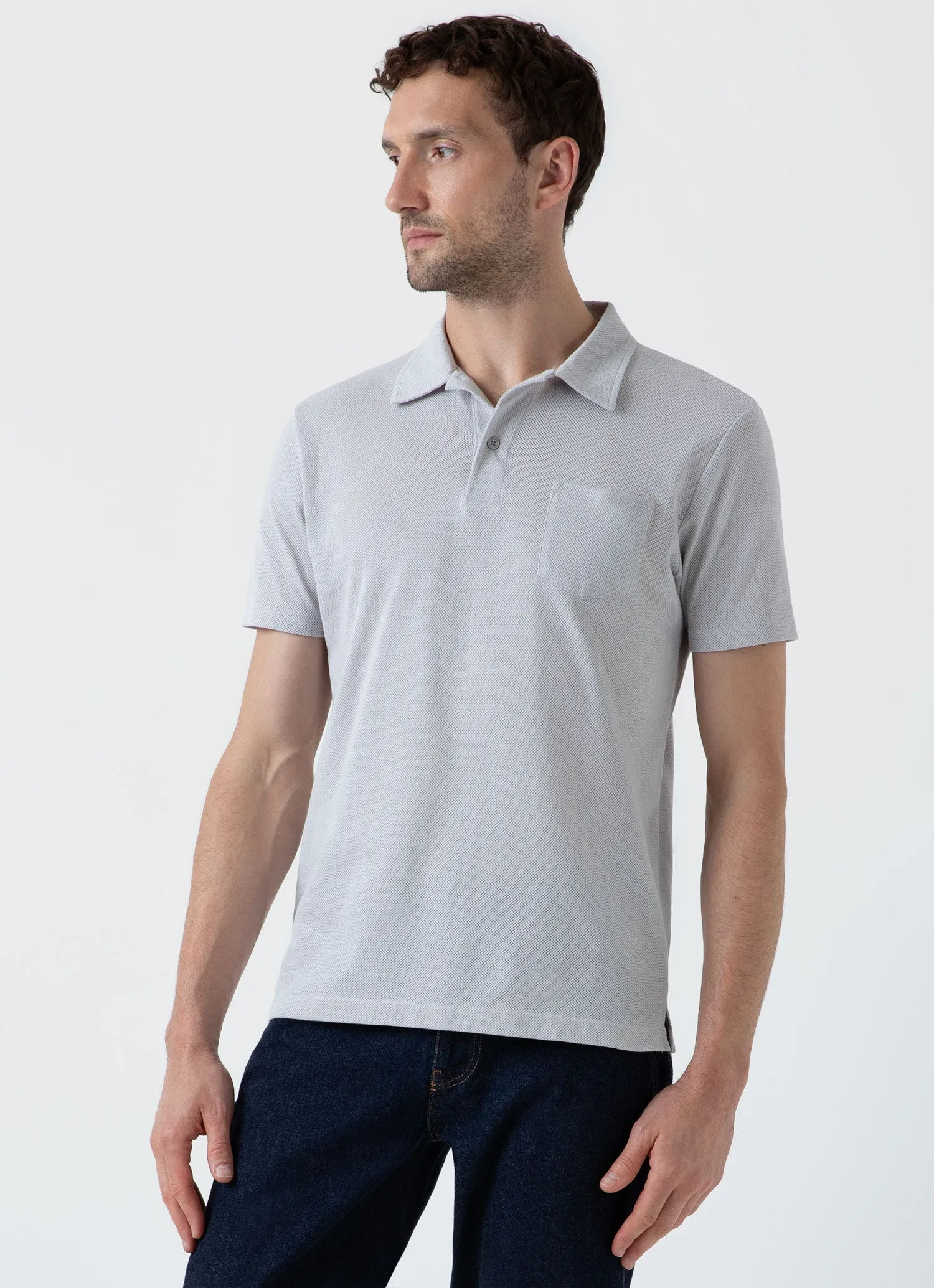 Men's Riviera Polo Shirt in Smoke sold by Sunspel product image thumbnail 2