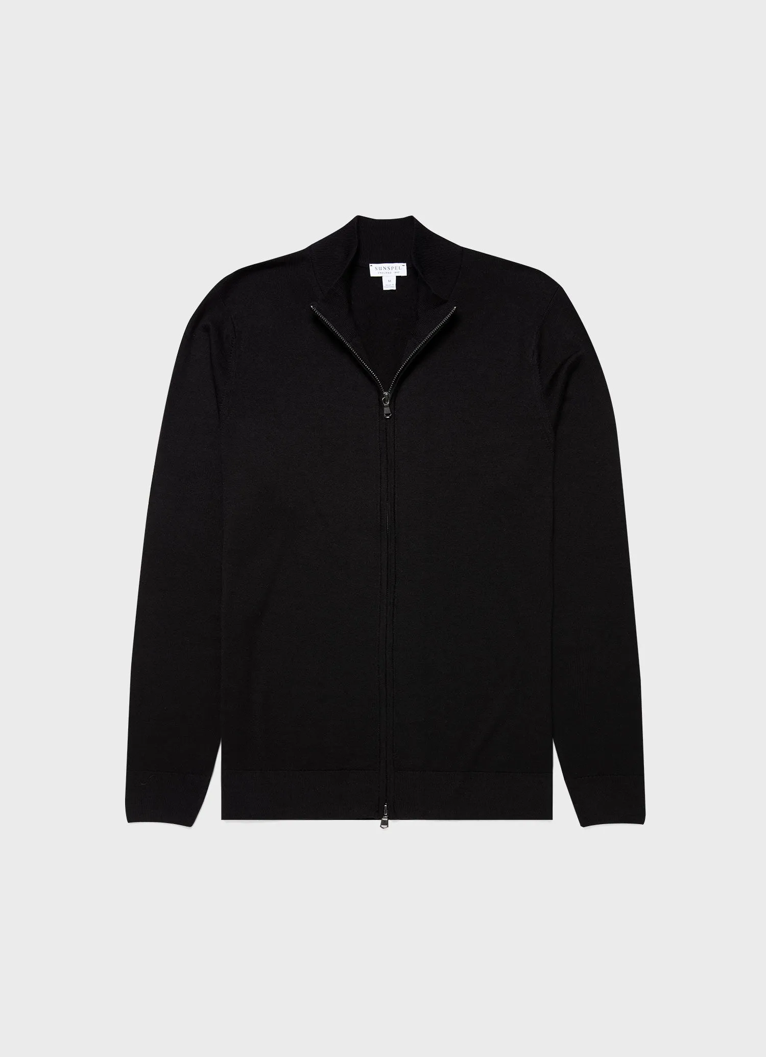 Men's Extra-Fine Merino Zip Cardigan in Black sold by Sunspel