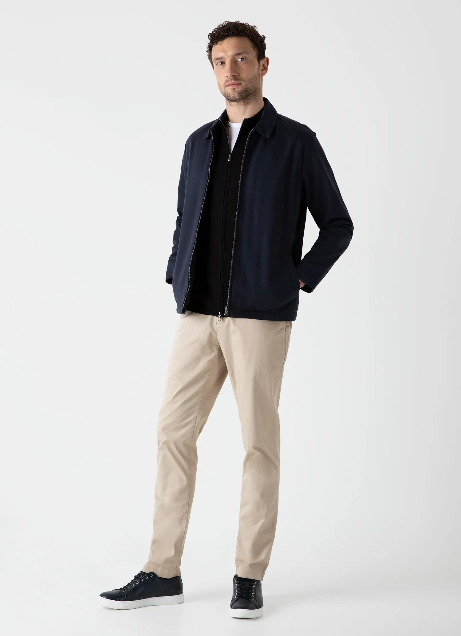 Men's Extra-Fine Merino Zip Cardigan in Black sold by Sunspel product image thumbnail 3