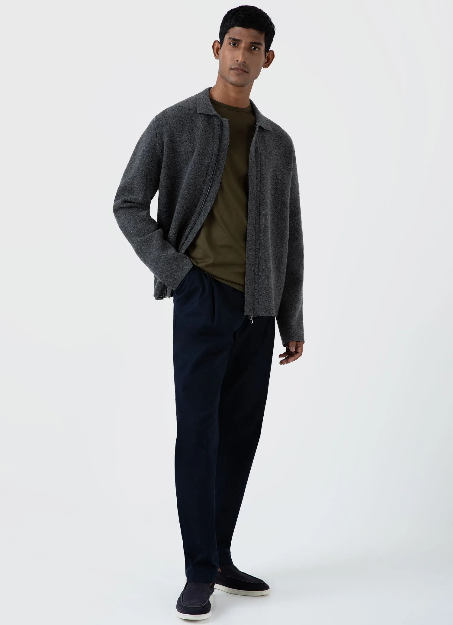 Men's Classic T-shirt in Dark Olive sold by Sunspel product image thumbnail 3