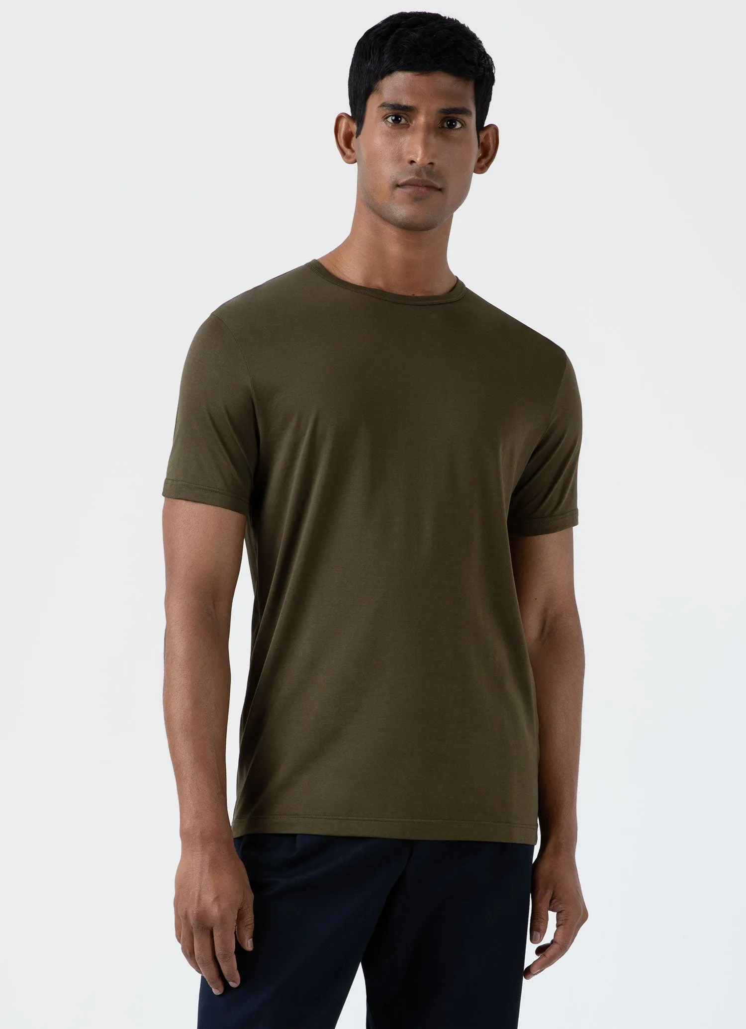 Men's Classic T-shirt in Dark Olive sold by Sunspel product image thumbnail 2