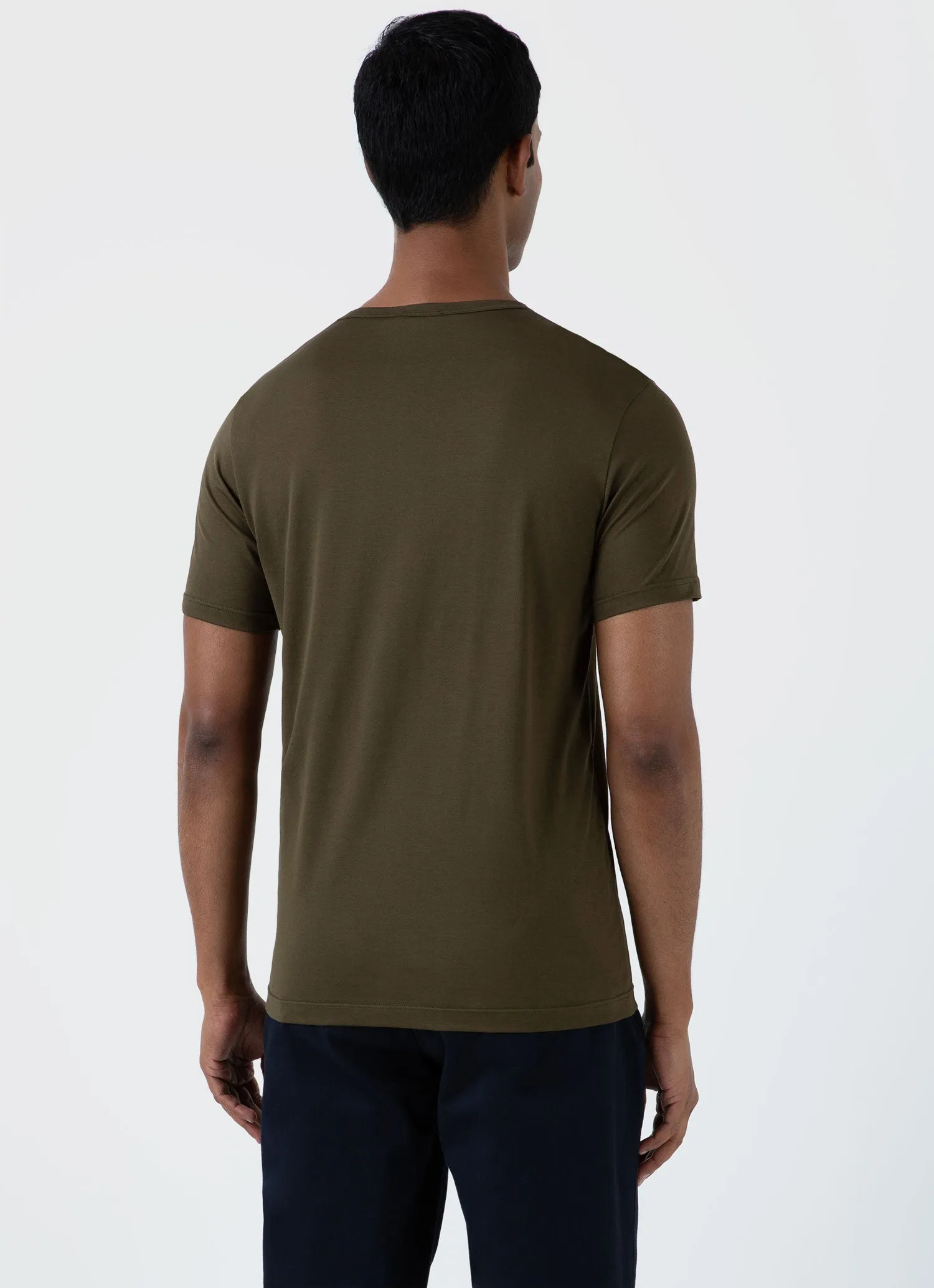 Men's Classic T-shirt in Dark Olive sold by Sunspel product image thumbnail 5