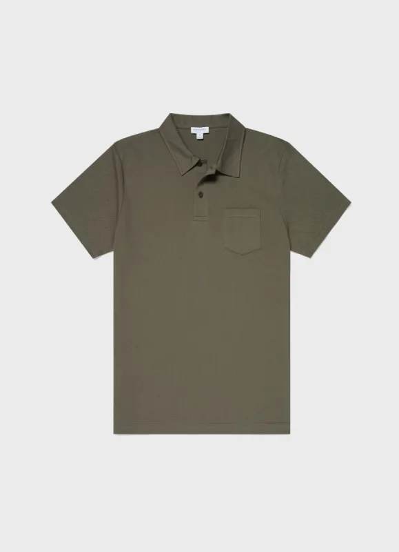 Men's Riviera Polo Shirt in Hunter Green sold by Sunspel