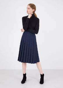 Women's Fine Wool Kilt in Navy sold by Sunspel