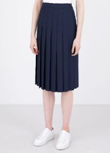 Women's Fine Wool Kilt in Navy sold by Sunspel