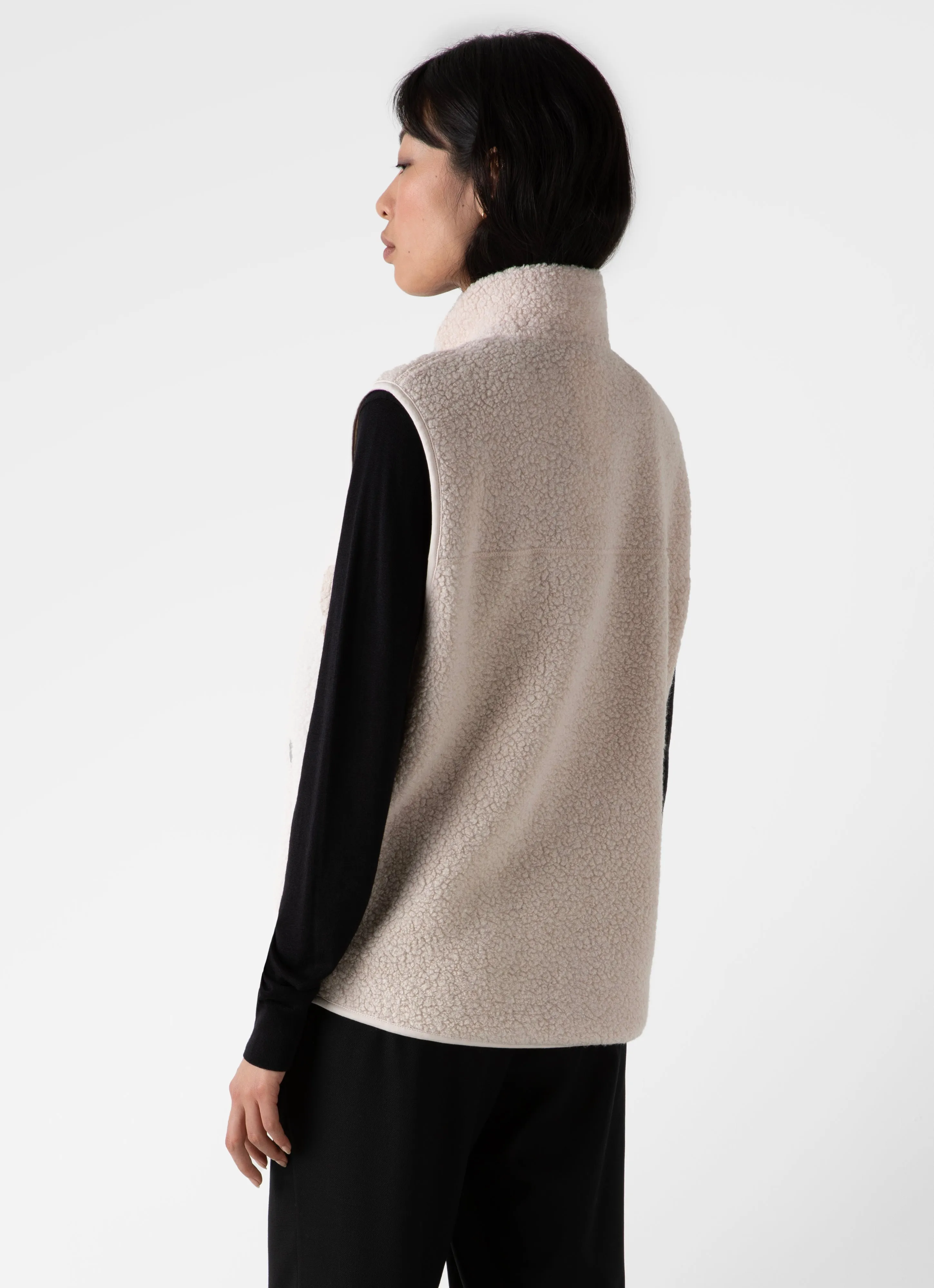Women's Wool Fleece Gilet in Ecru sold by Sunspel product image thumbnail 4