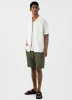 Men's Embroidered Stripe Camp Collar Shirt in Ecru sold by Sunspel