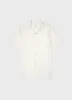 Men's Embroidered Stripe Camp Collar Shirt in Ecru sold by Sunspel