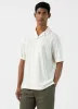 Men's Embroidered Stripe Camp Collar Shirt in Ecru sold by Sunspel