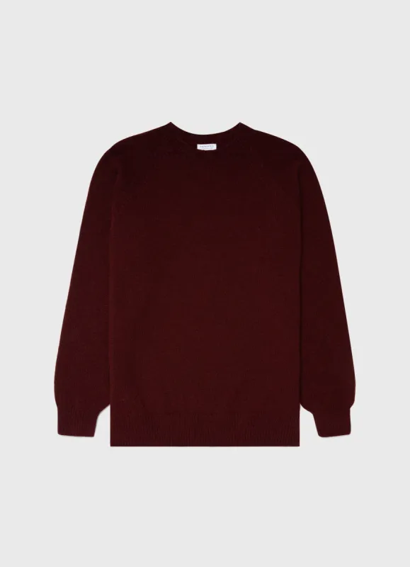 Men's Lambswool Crew Neck Jumper in Maroon sold by Sunspel