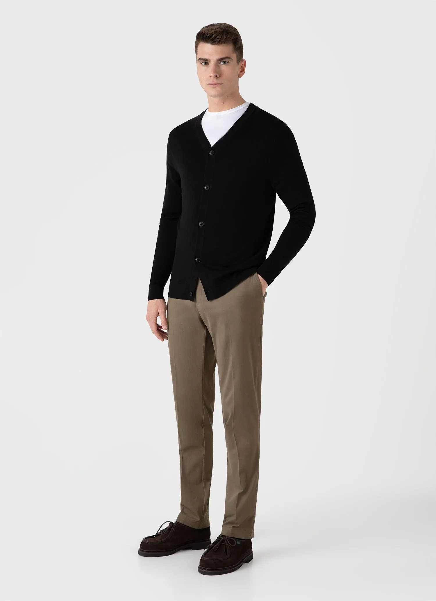 Men's Extra-Fine Merino Cardigan in Black sold by Sunspel product image thumbnail 3