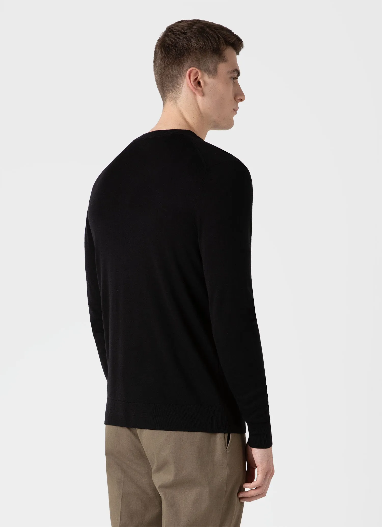 Men's Extra-Fine Merino Cardigan in Black sold by Sunspel product image thumbnail 5