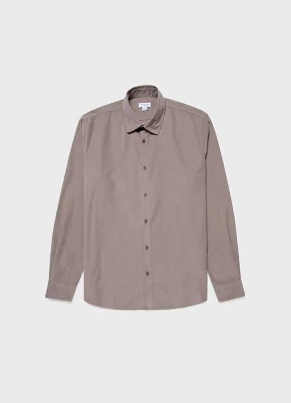 Men's Fine Cord Shirt in Umber Brown sold by Sunspel